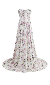 TRÄGERLOSES MAXIKLEID MIT BLUMENMUSTER